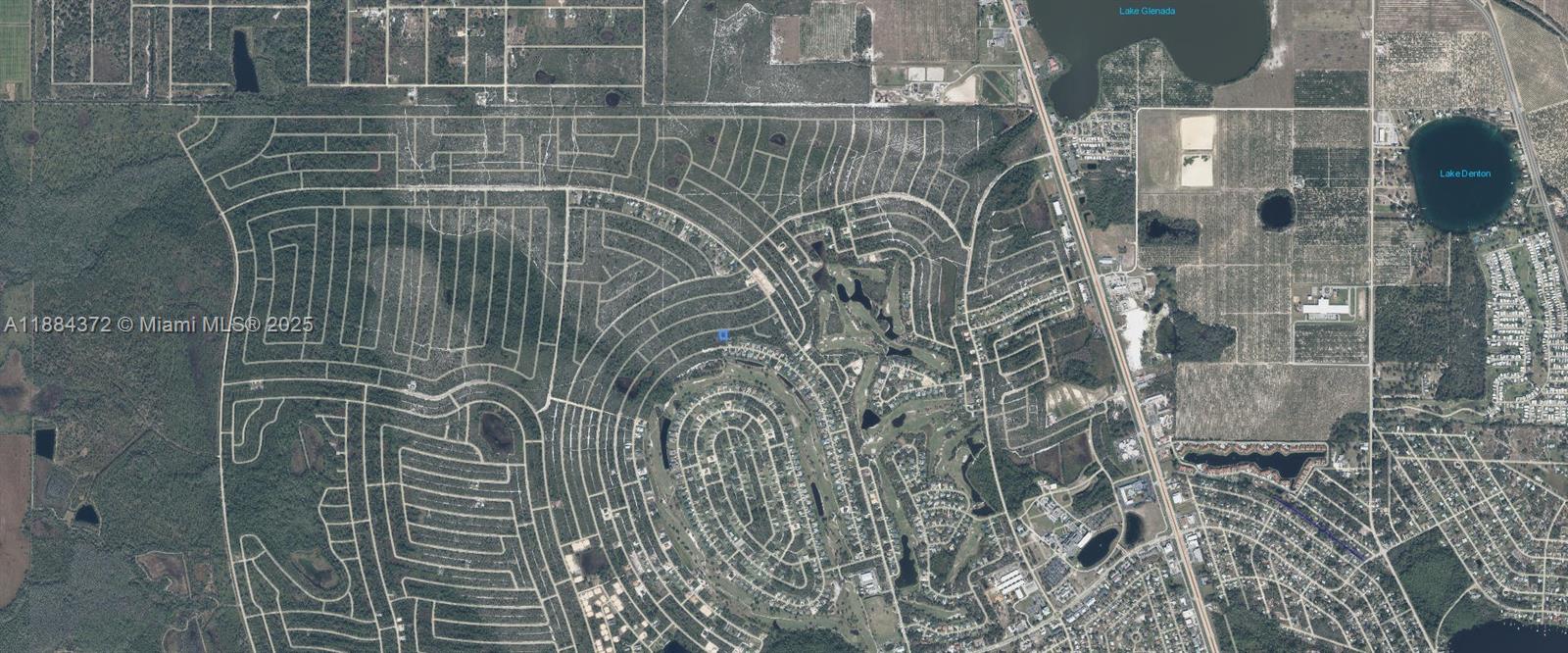 This is an aerial map view of a residential neighborhood with surrounding lakes and woods — 6459 San Bruno, Sebring FL 33872, SEBRING, FL