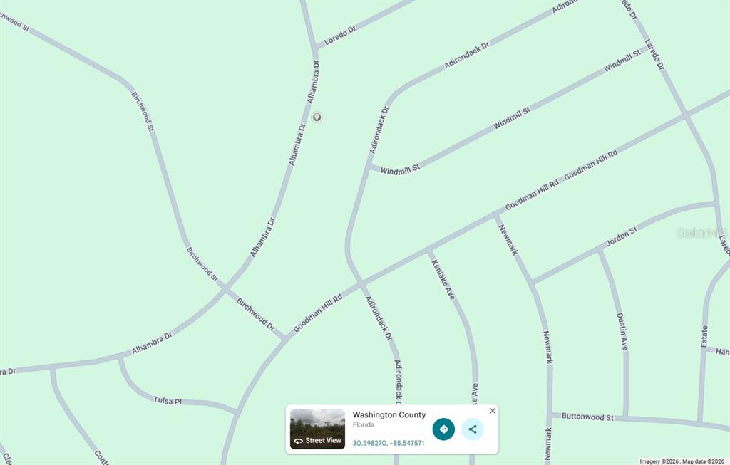 This is a map showing street layouts in Washington County, Florida — Lot 10 Unit 7 Blk 423 ALHAMBRA DRIVE, CHIPLEY, FL