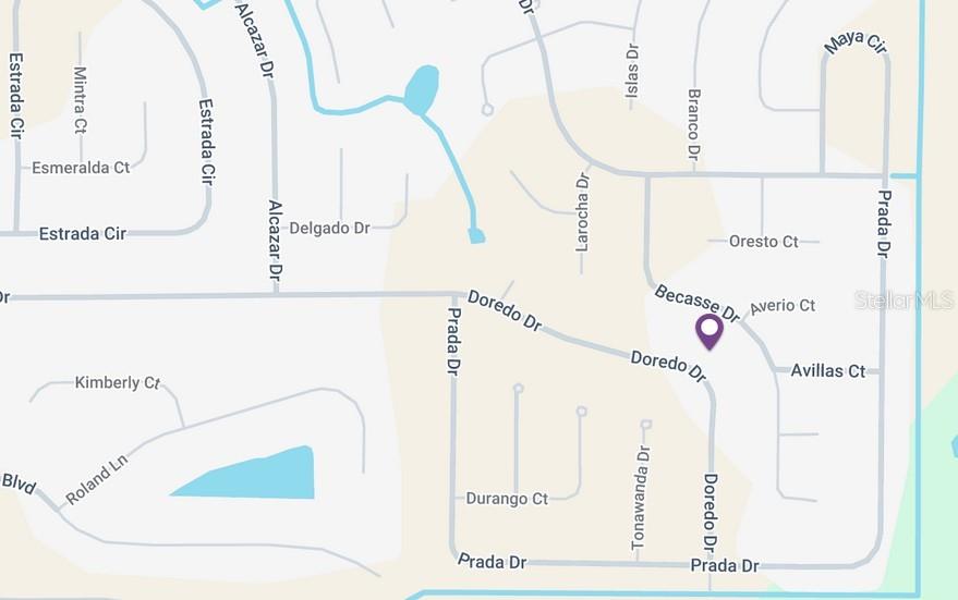 This is a map showing the street layout and location of a property in a neighborhood — 25418 DOREDO DRIVE, PUNTA GORDA, FL