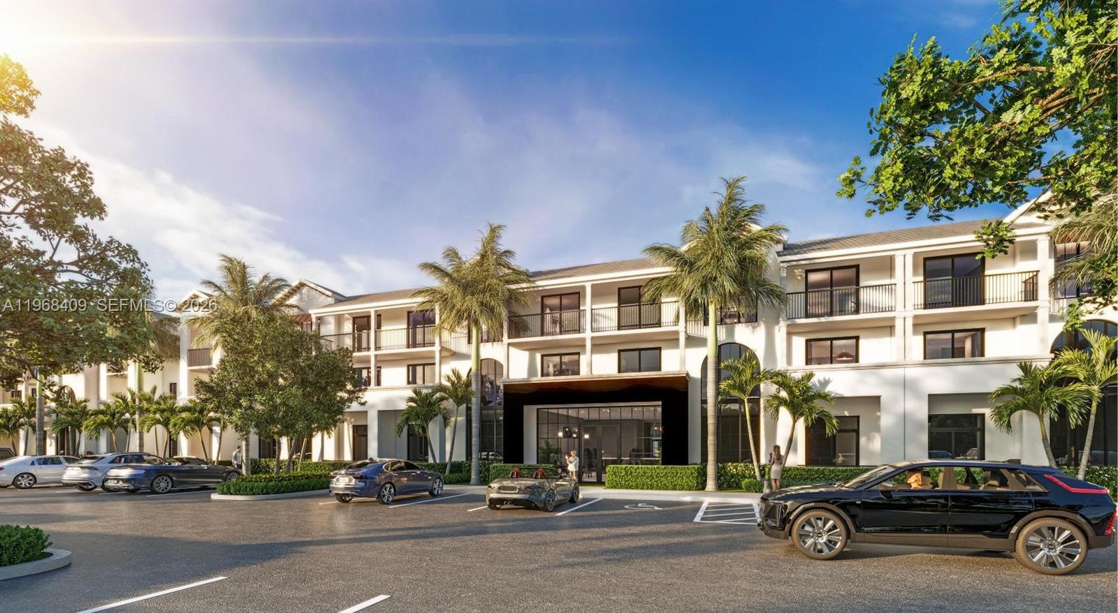 This is a digital rendering of a multi-story apartment building exterior with a parking lot — 11590 Hagen Ranch # A2, Boynton Beach FL 33437, BOYNTON BEACH, FL