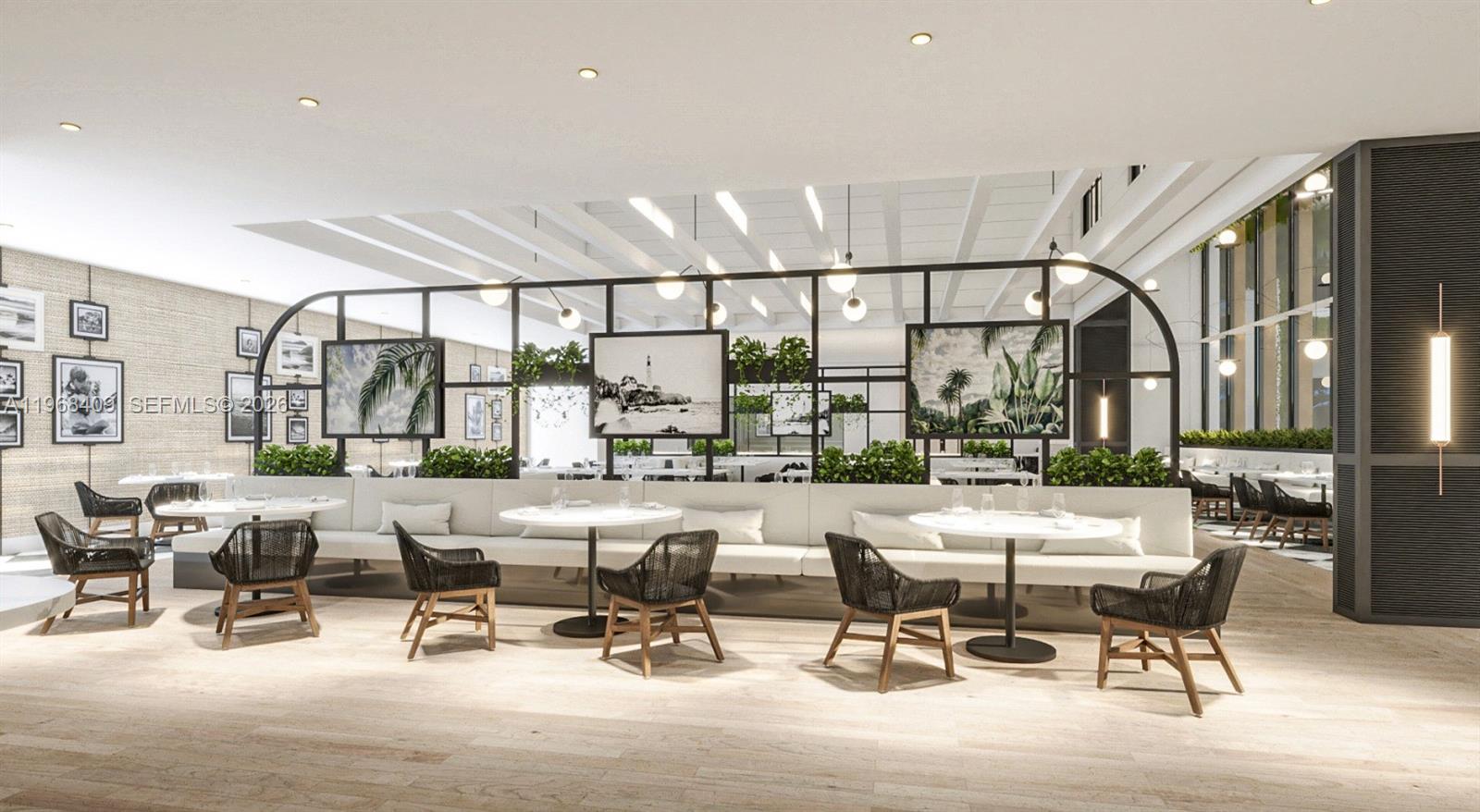 This is a rendering of a modern restaurant dining area with booth seating and tables — 11590 Hagen Ranch # A2, Boynton Beach FL 33437, BOYNTON BEACH, FL