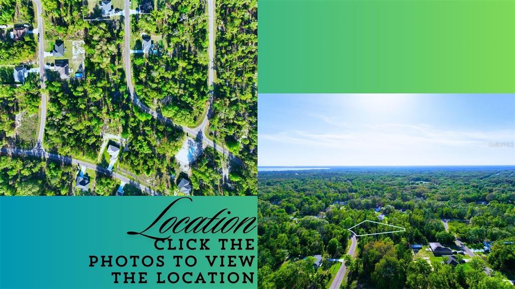 This image shows an aerial view of a wooded residential area with a highlighted lot — TBD FISHER LN WAY, OCKLAWAHA, FL