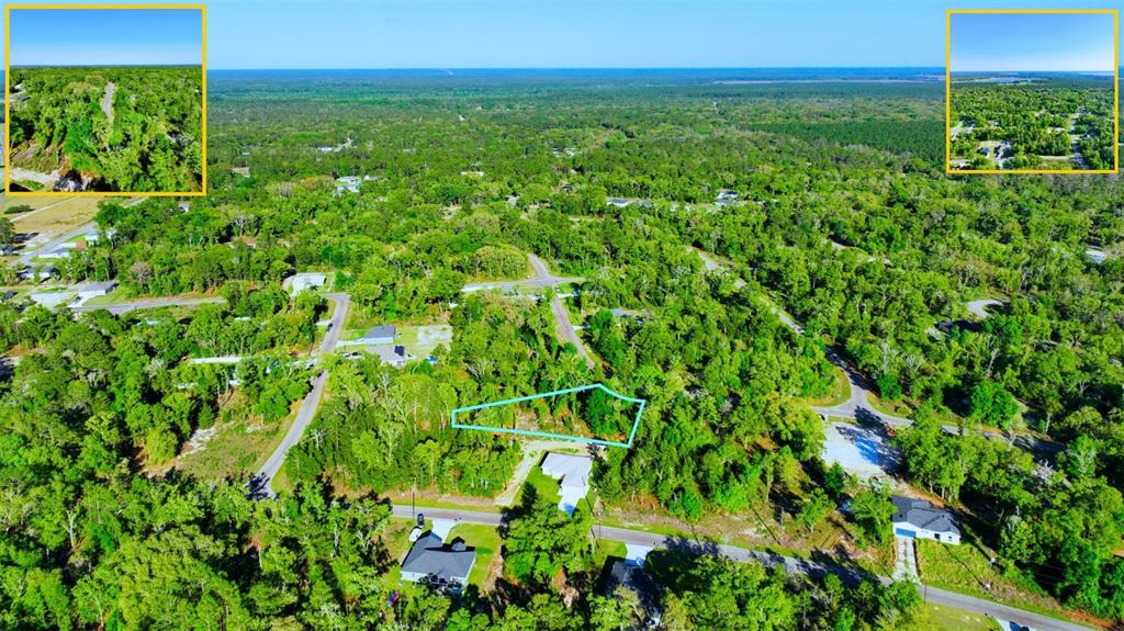 An aerial view of a wooded residential area with a highlighted vacant lot — TBD FISHER LN WAY, OCKLAWAHA, FL