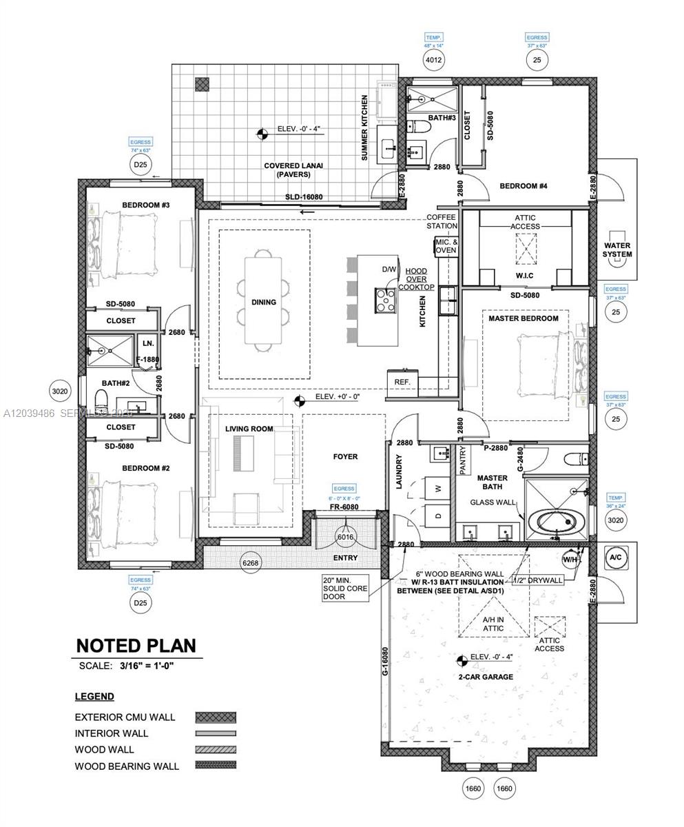 This is a floor plan for a four-bedroom home with a garage and covered lanai — XXXX NE 45TH ave, Naples FL 34120, NAPLES, FL