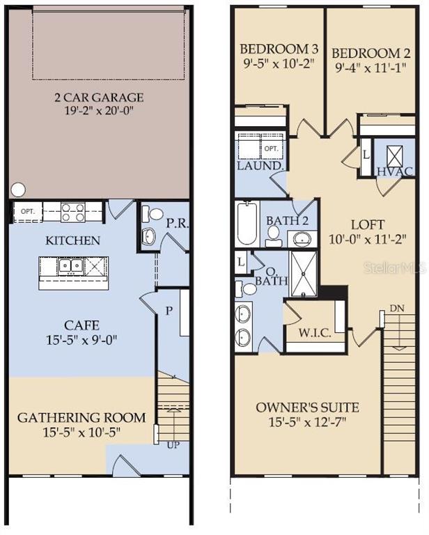 This floor plan shows a two-story home with a garage, kitchen, and three bedrooms — 2118 SOUTHBURY DRIVE, KISSIMMEE, FL