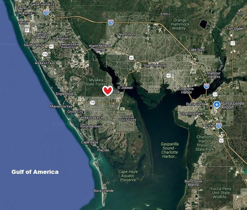 This map shows the location of a property near the Myakka State Forest in Florida — 12070 PANDOWDY AVENUE, PORT CHARLOTTE, FL