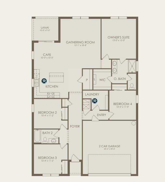 This floor plan shows a single-story home layout with four bedrooms, a garage, and a lanai — 1177 Caloosa Creek Drive, FL 33935, FL