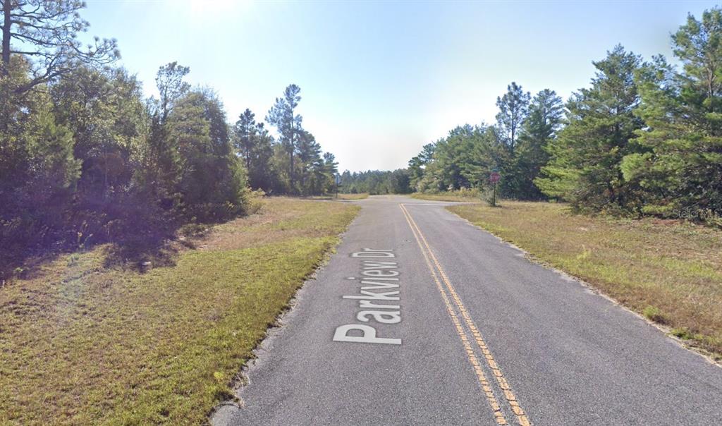 A paved road named Parkview Dr leads toward a stop sign in a wooded area — PARKVIEW LOT 13 DRIVE, CHIPLEY, FL