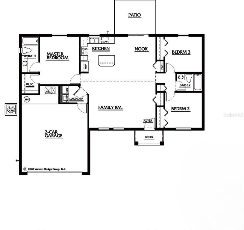 This is a floor plan for a single-story house with three bedrooms and a garage — 1870 15TH STREET, ORANGE CITY, FL