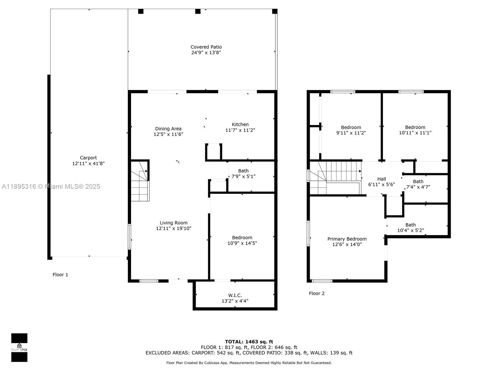 This is a two-story floor plan showing a carport, patio, and multiple interior rooms — 13780 SW 160th Ter, Miami FL 33177, MIAMI, FL