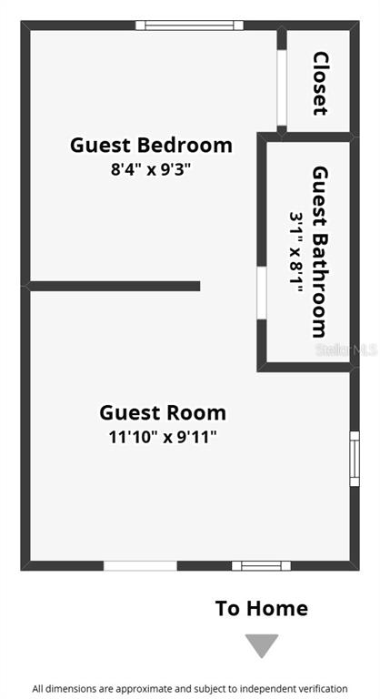 This floor plan shows a guest bedroom, a guest room, a guest bathroom, and a closet — 201 GARY AVENUE, OAK HILL, FL