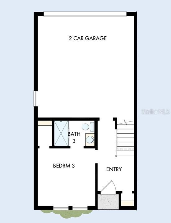 This floor plan shows a ground level with a two-car garage, bedroom, bathroom, and entry — 458 31ST WAY N, ST PETERSBURG, FL