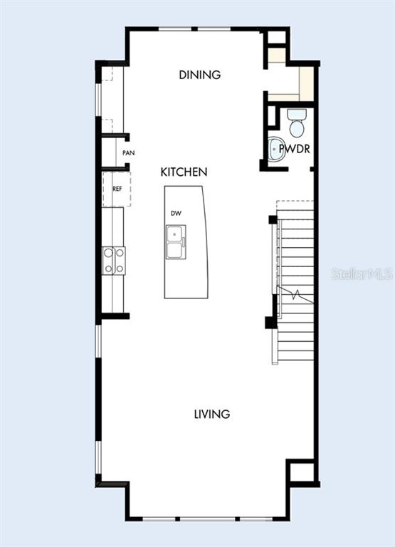 This is a floor plan of a residential home showing an open-concept living, kitchen, and dining area — 458 31ST WAY N, ST PETERSBURG, FL