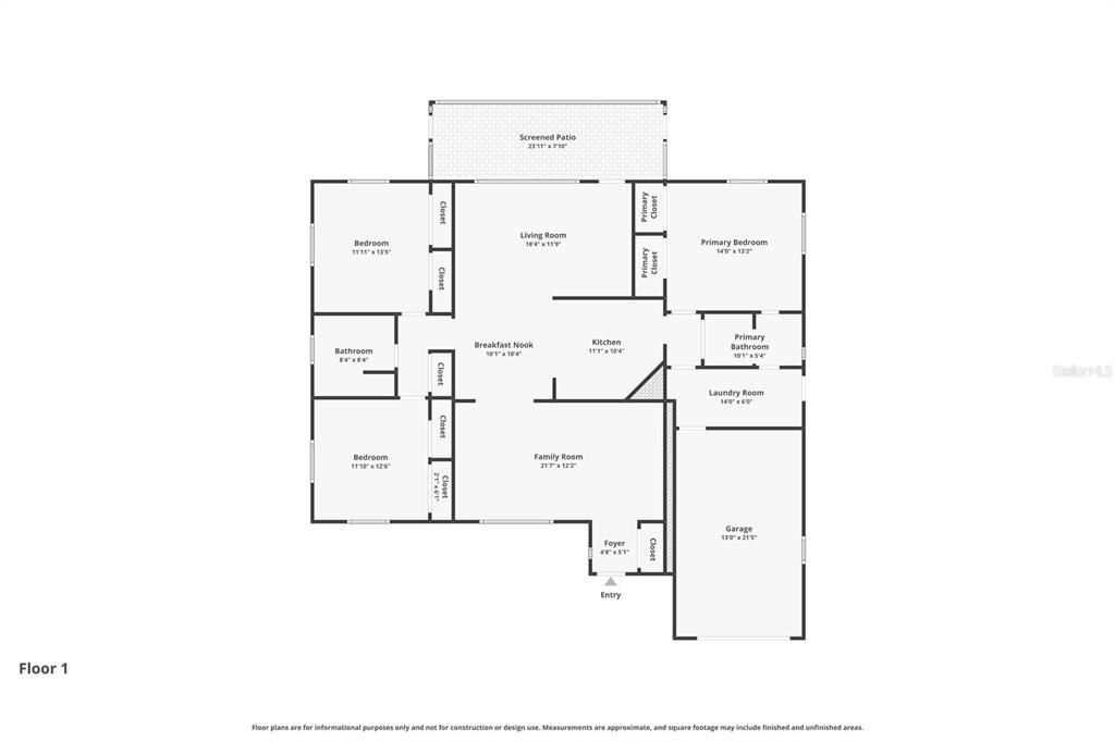 This is a floor plan for a single-story home featuring three bedrooms and a garage — 1768 BANYAN DRIVE, VENICE, FL