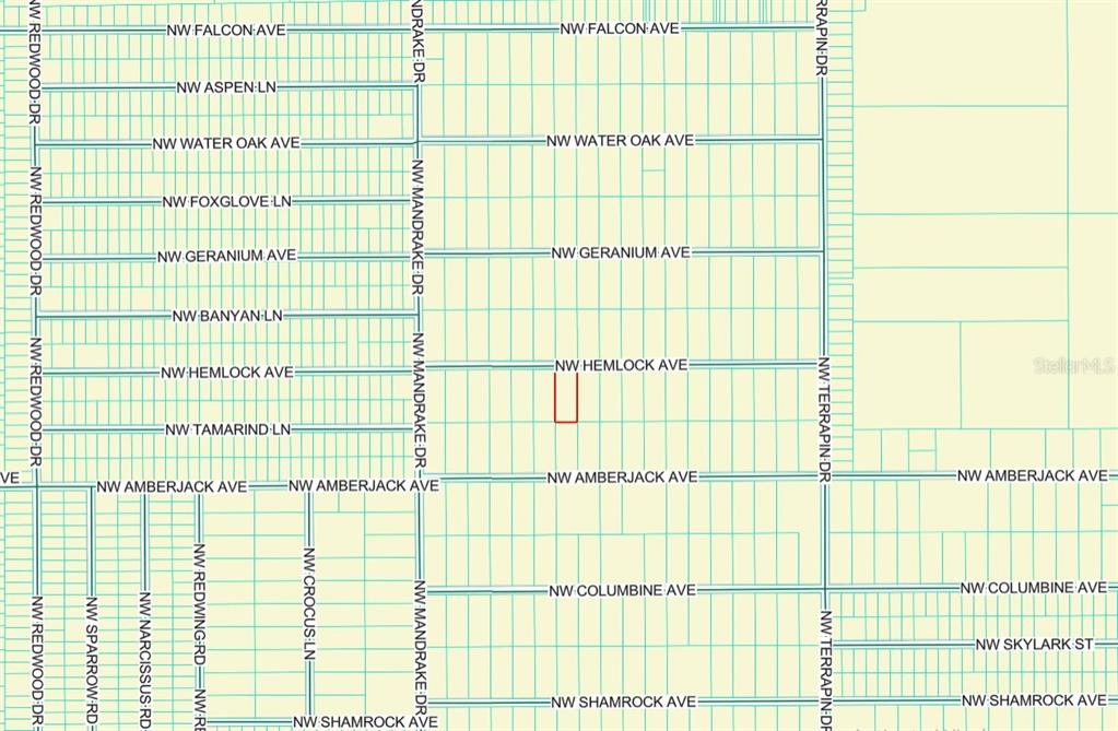 This is a map showing a grid of residential streets and property lots — Lot 7 NW HEMLOCK AVENUE, DUNNELLON, FL