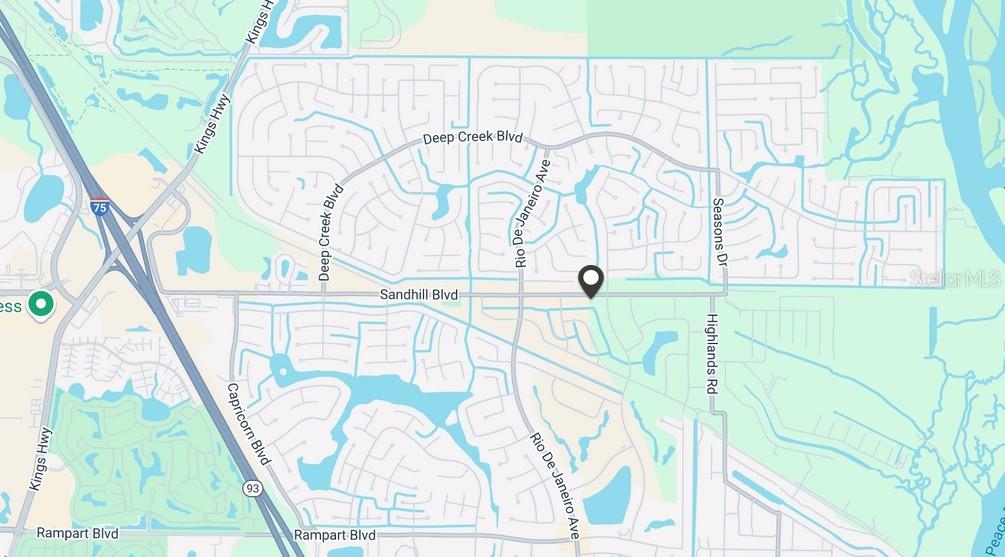 This is a map showing the location of a property near Sandhill Boulevard — 26271 SANDHILL BOULEVARD, PUNTA GORDA, FL