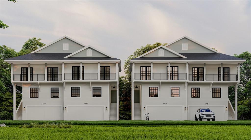 This is a rendering of two multi-story residential buildings with elevated balconies and ground-level garages — 4902 RATTLESNAKE POINTE COURT, TAMPA, FL