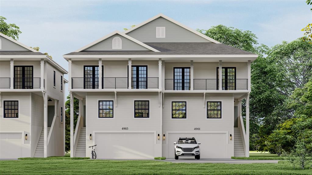 This is a digital rendering of a two-story duplex with garages and upper-level balconies — 4902 RATTLESNAKE POINTE COURT, TAMPA, FL