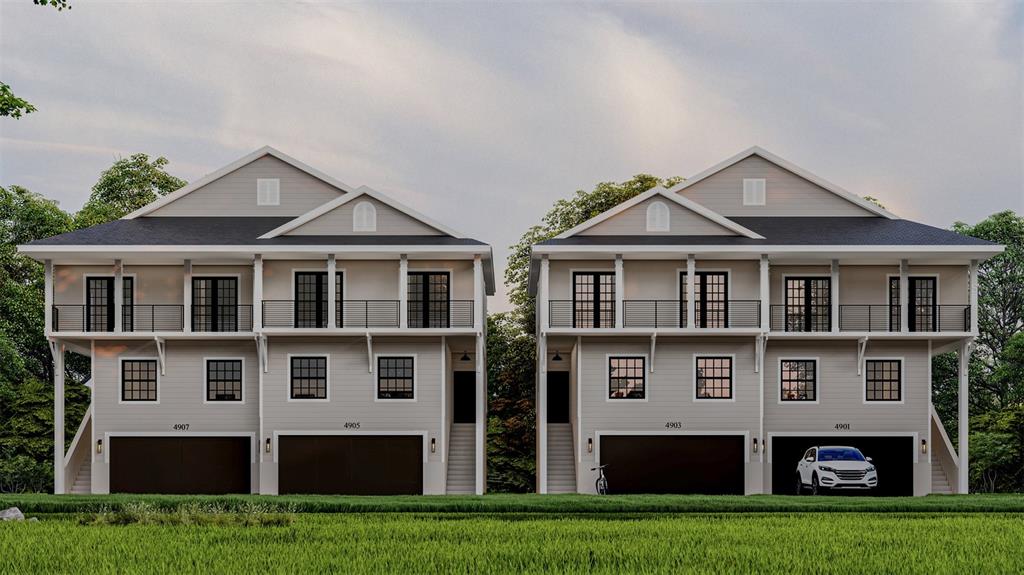 A rendering of two multi-story residential buildings with elevated balconies and ground-level garages — 4902 RATTLESNAKE POINTE COURT, TAMPA, FL