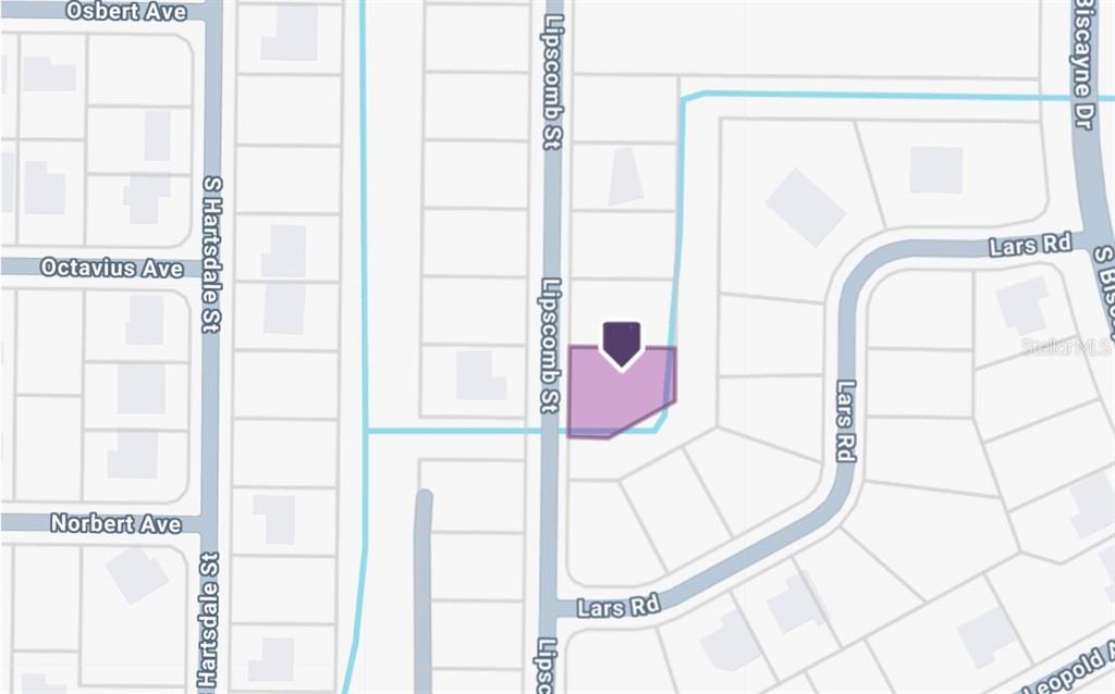 This is a map showing a property location highlighted in purple on a residential street — Lot #9 S LIPSCOMB STREET, NORTH PORT, FL