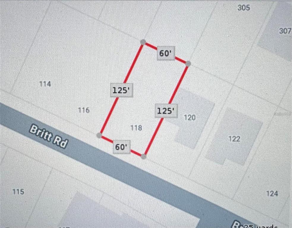 This is a map showing the rectangular property boundaries and dimensions of a residential lot — 118 BRITT ROAD, ROTONDA WEST, FL