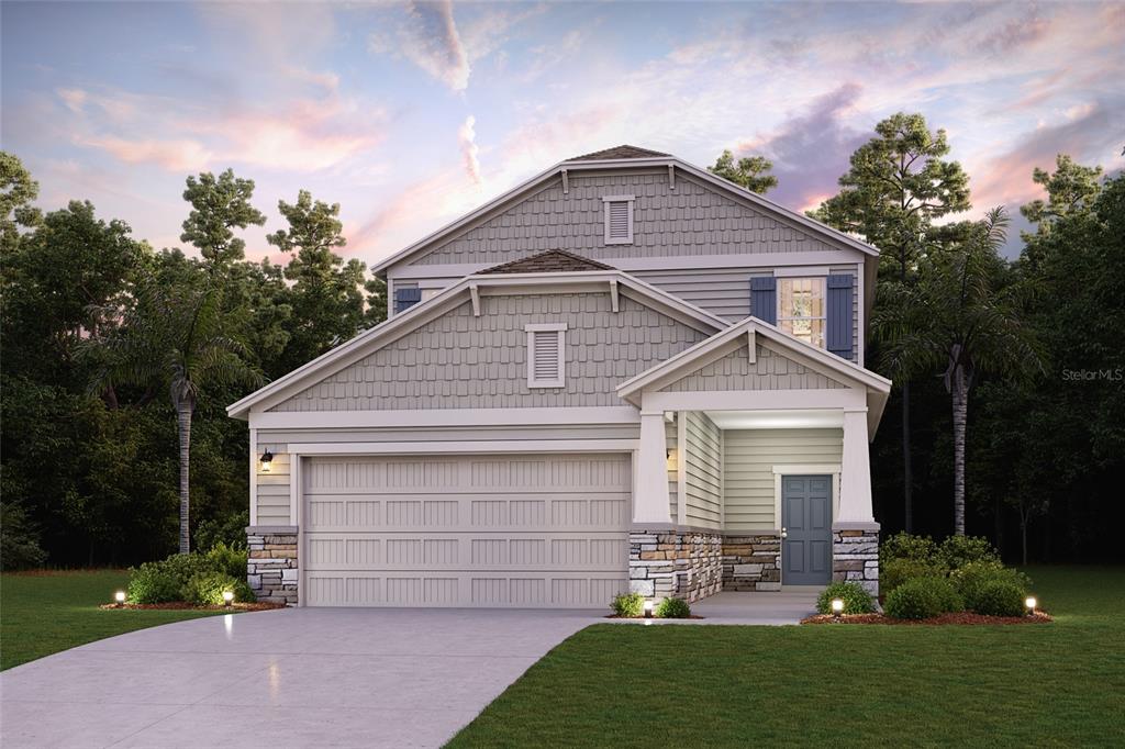 This is a digital rendering of a two-story suburban house with a two-car garage — 1336 RIBBON PLACE, PALM COAST, FL