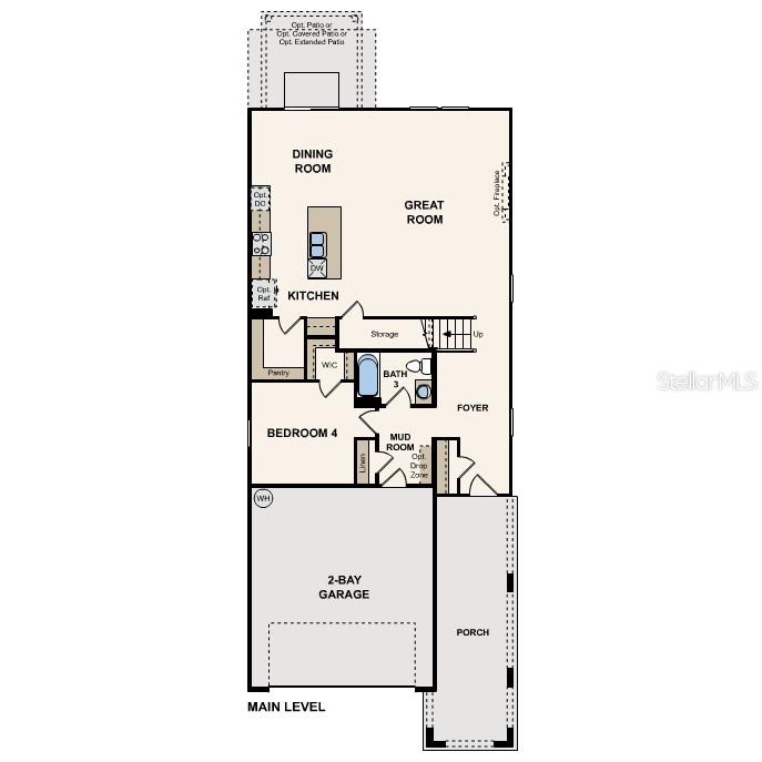 This is a floor plan for the main level of a home with a garage — 1336 RIBBON PLACE, PALM COAST, FL