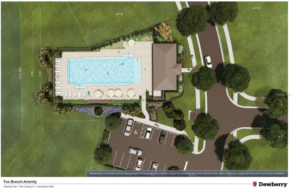 This is a site plan rendering of a community amenity area featuring a swimming pool — 4524 LAKE FOX DRIVE, LAKELAND, FL
