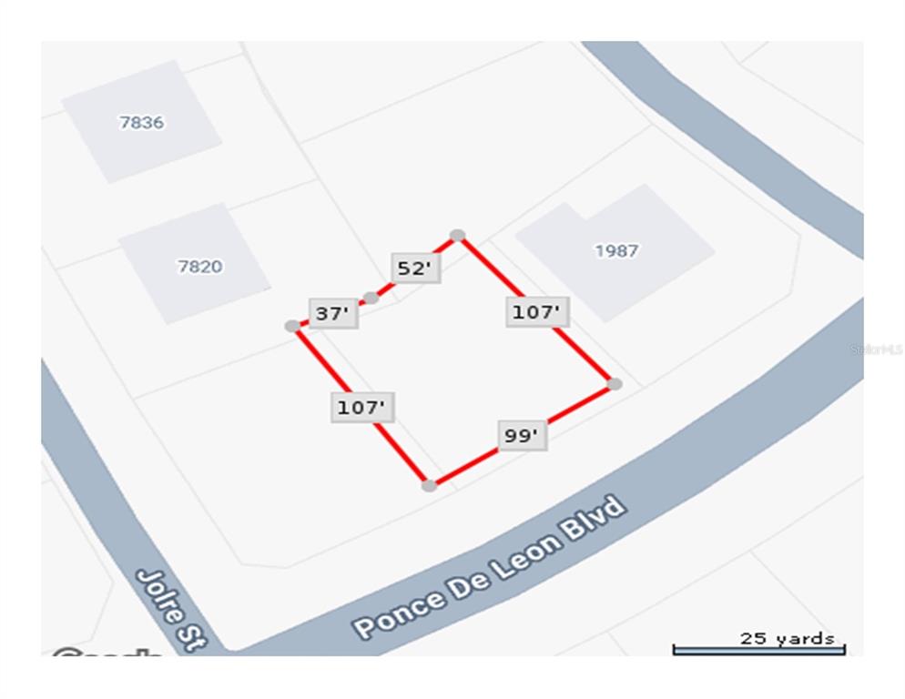 This is a map showing the property lines and dimensions of a land parcel — PONCE DE LEON BOULEVARD, NORTH PORT, FL