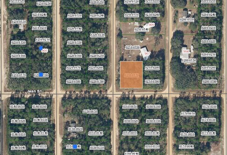 This is a satellite map showing residential land parcels and streets in a wooded area — 00 NORMAN AVENUE, INTERLACHEN, FL