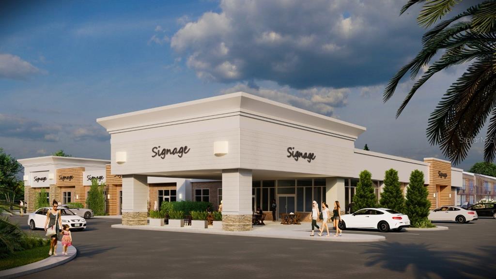 This is a digital rendering of a modern commercial building exterior with a covered entrance — 7900 S ORANGE BLOSSOM TRAIL UNIT 2123, ORLANDO, FL