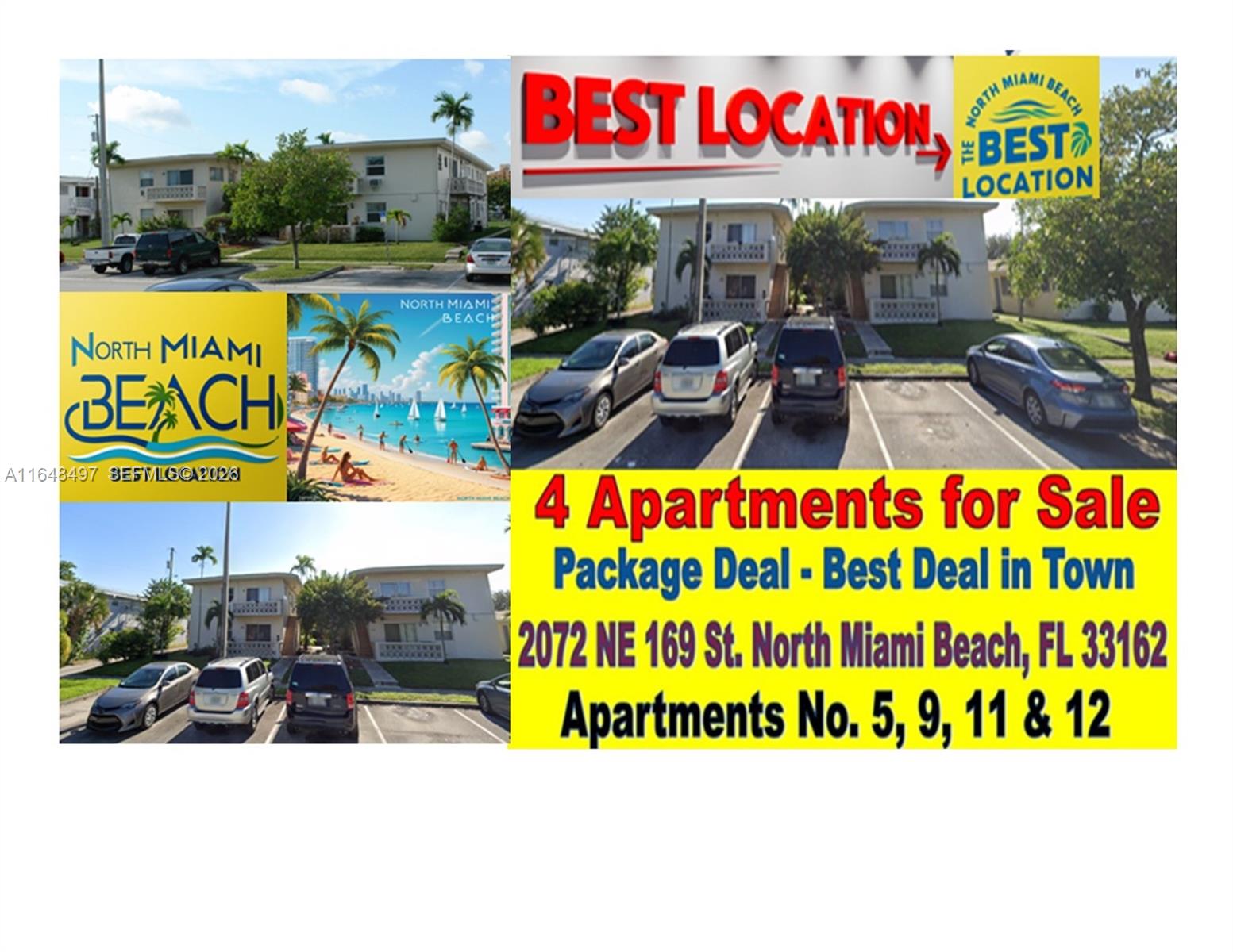 This image shows the exterior of a multi-unit apartment building with a parking lot — 2072 NE 169th St # 12, North Miami Beach FL 33162, NORTH MIAMI BEACH, FL