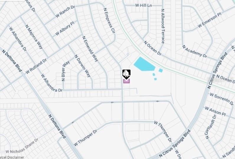 This is a map showing the location of a property in a residential neighborhood — 10049 N BISCAYNE DRIVE, CITRUS SPRINGS, FL