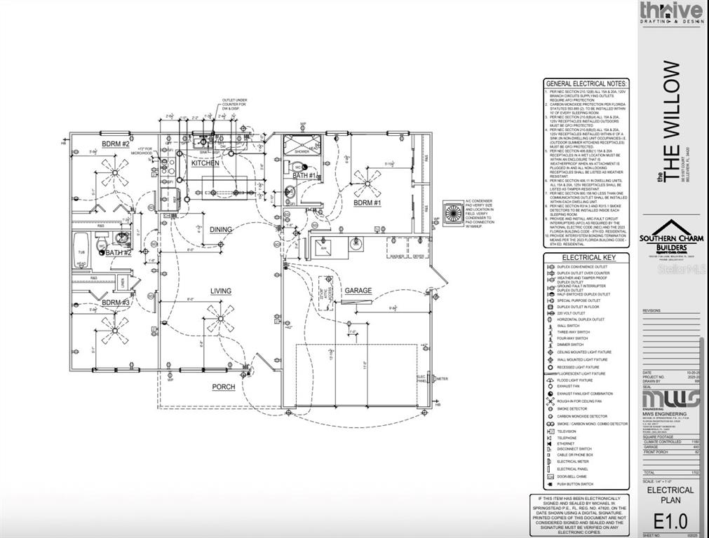 This is an electrical floor plan for a residential home labeled The Willow — 13953 SE 51ST COURT, SUMMERFIELD, FL