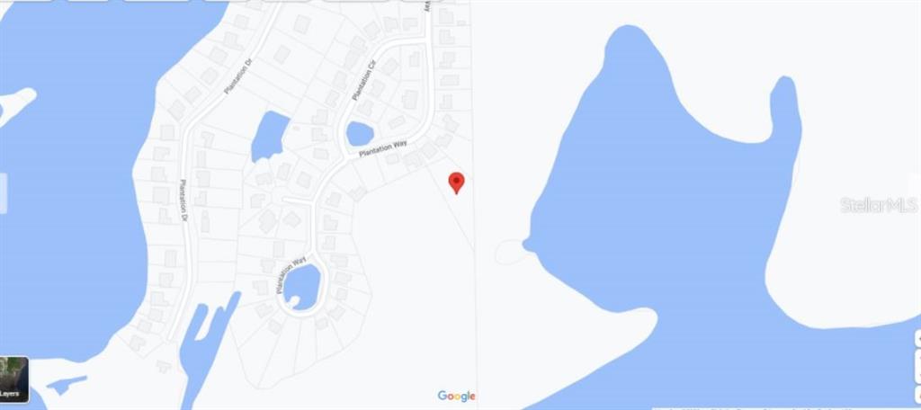 This is a map showing a residential property location marked with a red pin — PLANTATION CIRCLE, PANAMA CITY, FL