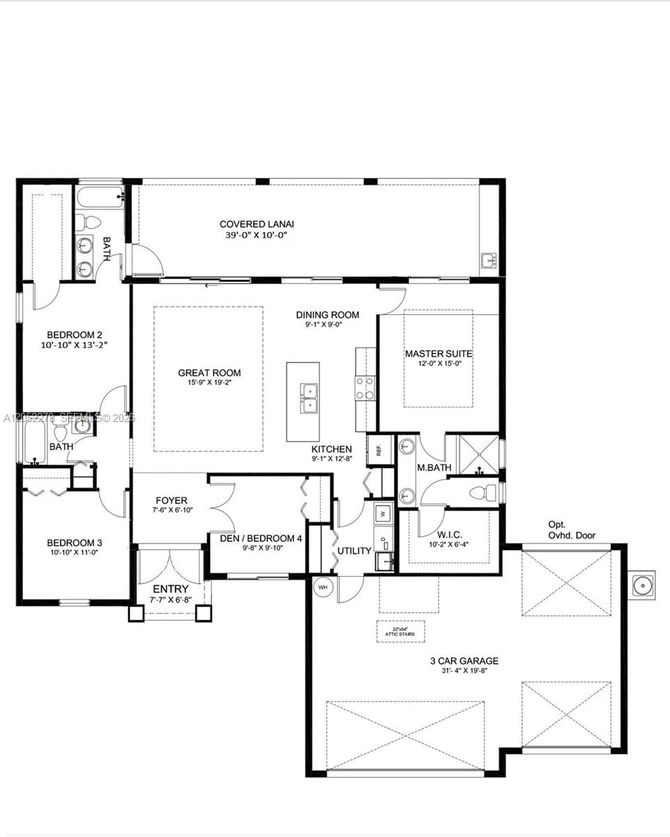 This is a floor plan for a four-bedroom house with a three-car garage — 728 N LaPlata Ave, Lehigh Acres FL 33974, LEHIGH ACRES, FL