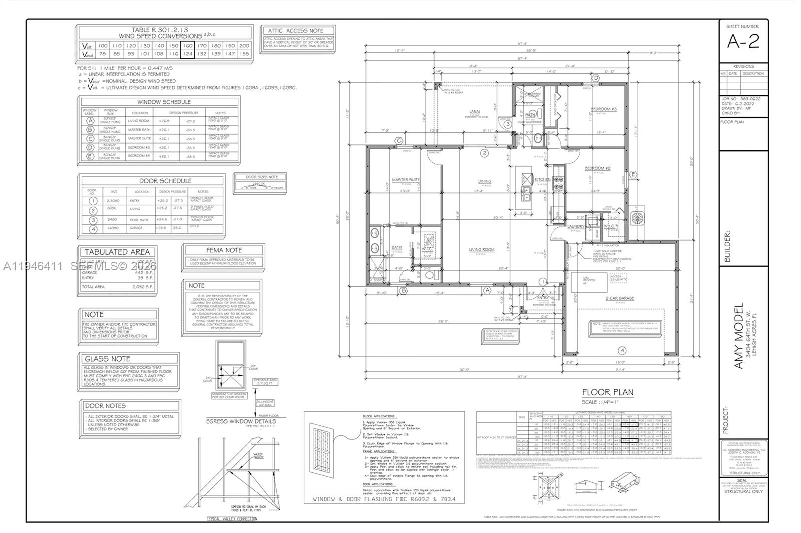 This is a detailed architectural floor plan for a residential home — 6015 RENA AVE N, Lehigh Acres FL 33971, LEHIGH ACRES, FL