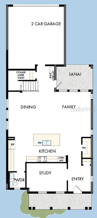 This is a floor plan for the first level of a home featuring a garage — 7271 KODIAK LANE, SARASOTA, FL