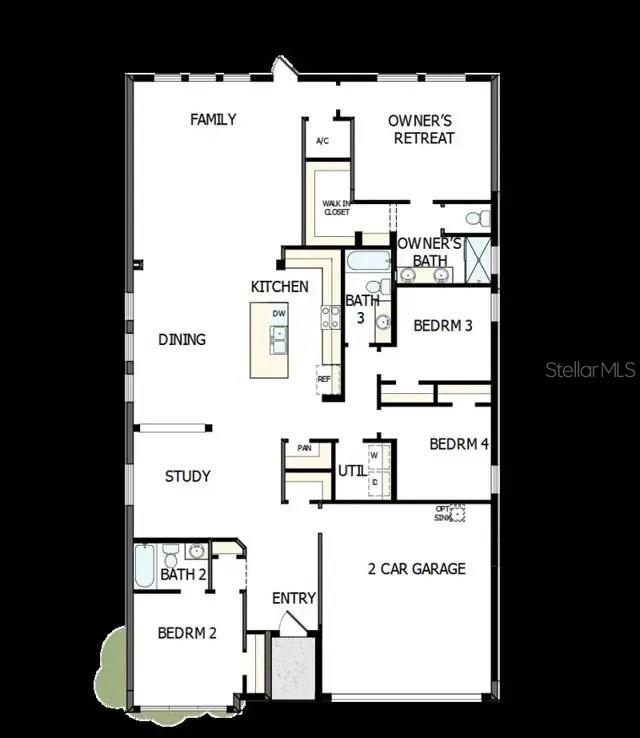This is a floor plan for a single-story house with four bedrooms and a garage — 2937 DEERBERRY LANE, CLERMONT, FL