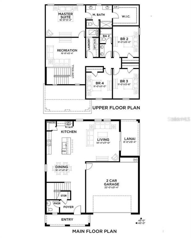 This floor plan shows the layout of a two-story home with a two-car garage — 13109 FRUITVILLE WAY, RIVERVIEW, FL