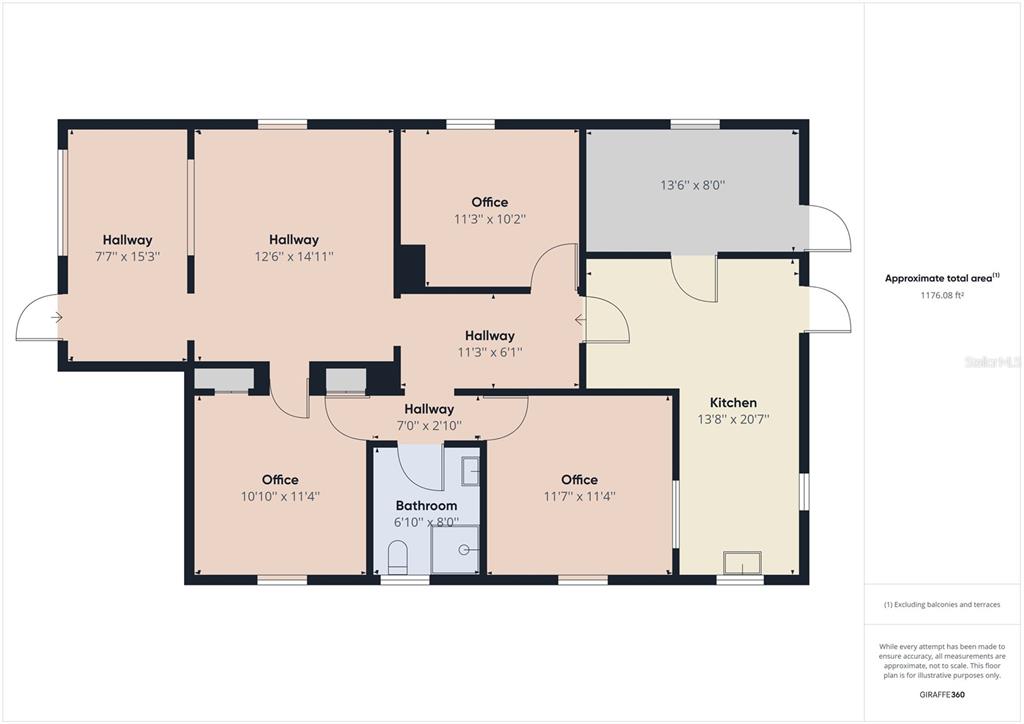 This is a floor plan showing a commercial or office space with multiple rooms — 318 S 1ST STREET, LAKE WALES, FL