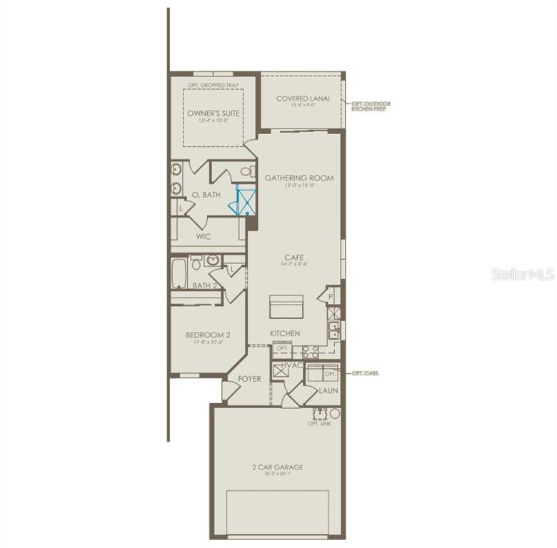 This is a floor plan for a home featuring two bedrooms, two baths, and a garage — 5167 GARDENROW DRIVE, ST CLOUD, FL