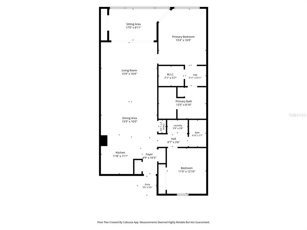 This is a floor plan showing a residential unit with two bedrooms and two bathrooms — 3 CYPRESS RUN UNIT 33C, HOMOSASSA, FL