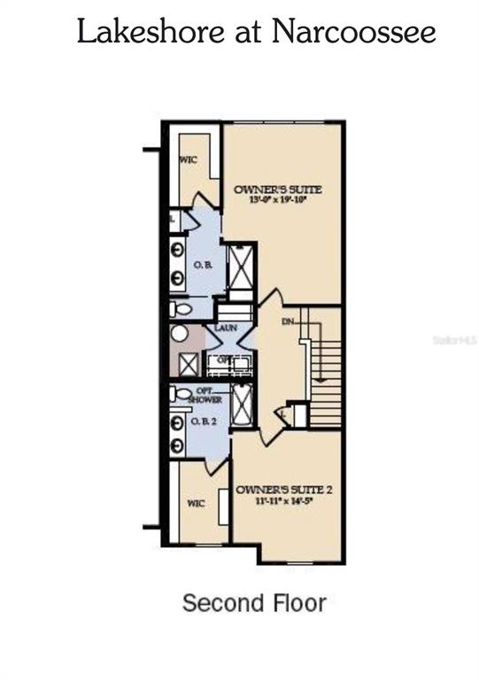 This is a floor plan for the second level of a home featuring two owner's suites — 2659 MEAD AVENUE, ST CLOUD, FL