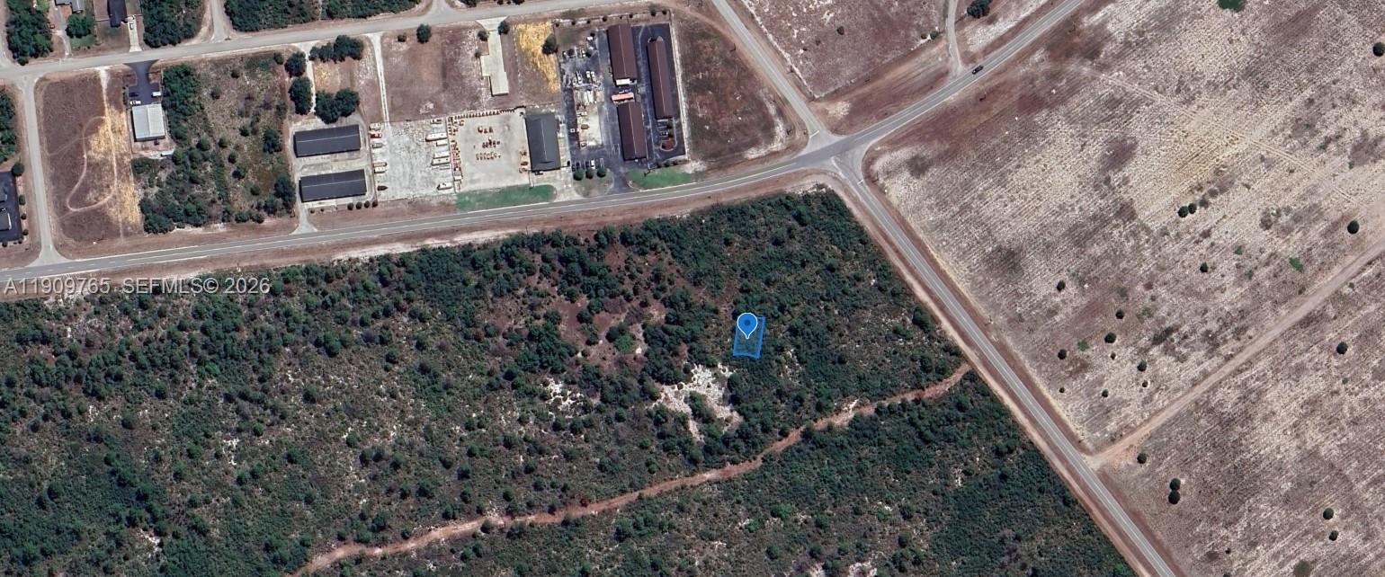 This is an aerial map view showing a plot of land marked with a blue pin — 556 Ebbtide, Lake Placid FL 33852, LAKE PLACID, FL