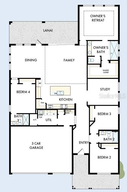 This is a floor plan for a single-story house featuring four bedrooms and a garage — 17577 FOXTAIL LOOP, VENICE, FL