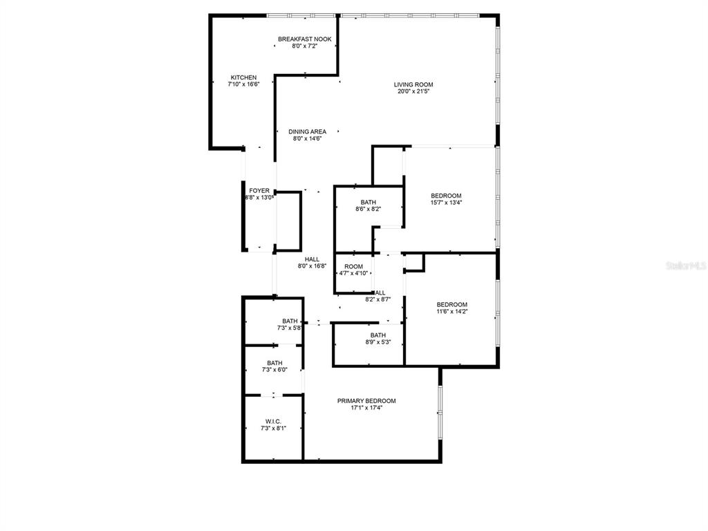 This is a floor plan of a residential home with three bedrooms and four bathrooms — 3301 BAYSHORE BOULEVARD UNIT 1510A, TAMPA, FL