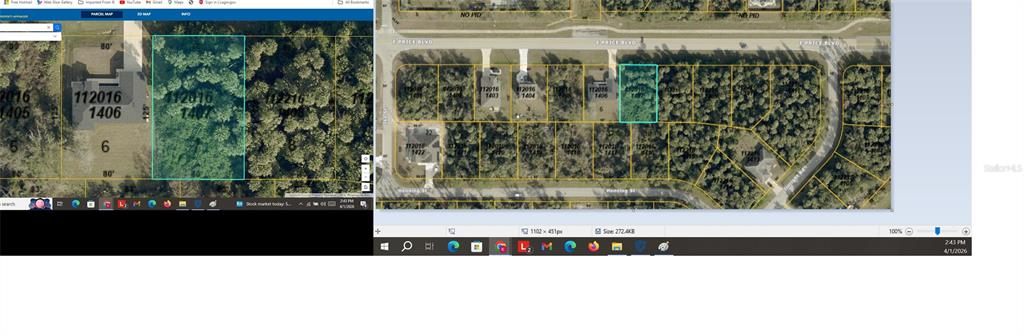 This is a satellite map showing a highlighted vacant residential lot among neighboring properties — E PRICE BOULEVARD, NORTH PORT, FL