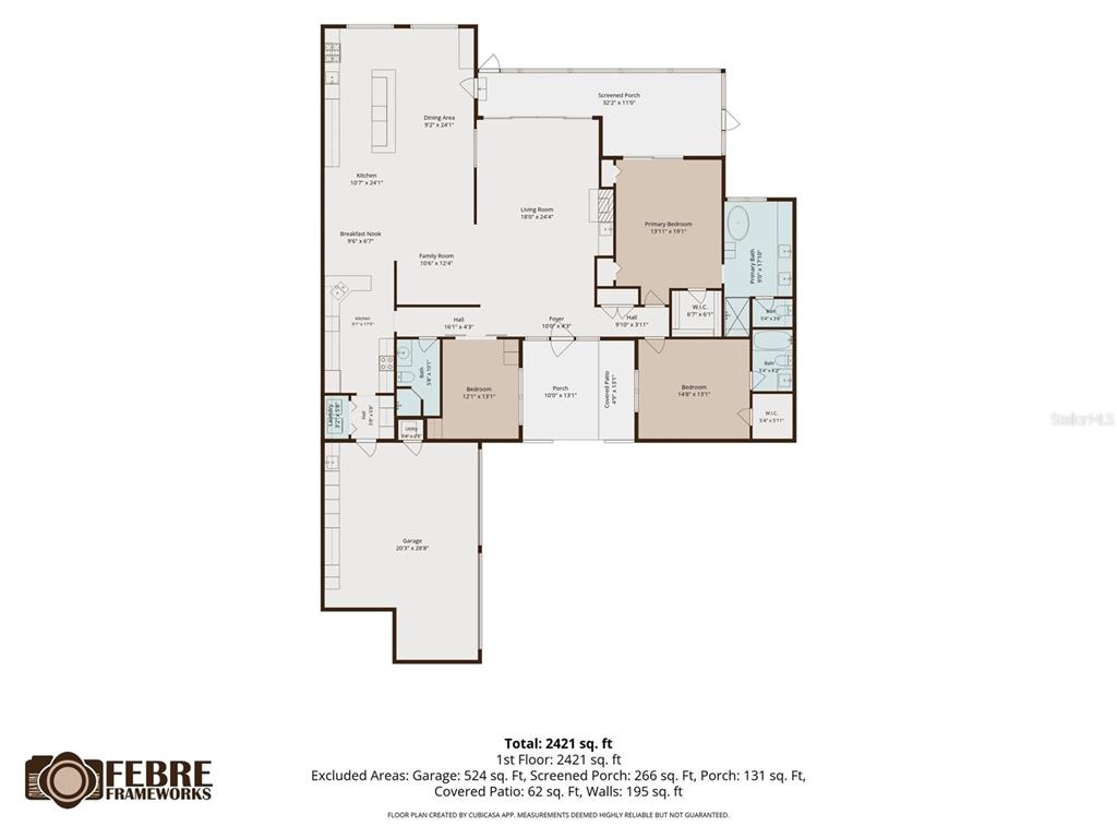This is a floor plan showing the layout of a single-story residential home — 5335 SAND CRANE COURT, WESLEY CHAPEL, FL