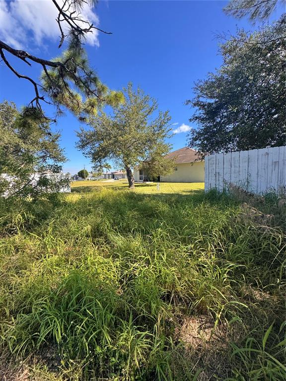 A grassy, overgrown lot sits in front of a house with a white fence — 1211 NW 21ST AVENUE, CAPE CORAL, FL